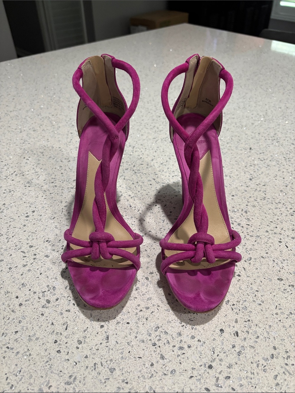 Brian Atwood Priscilla Pink Knot-Strap High Heel Sandals